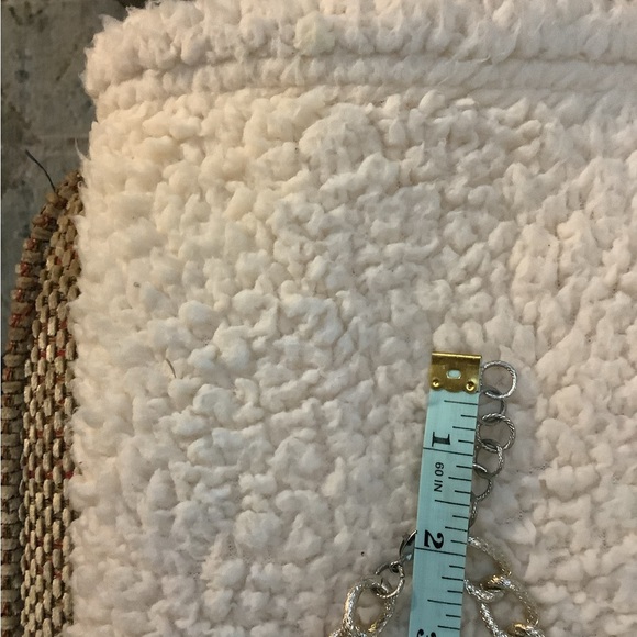 VINTAGE GORGEOUS TRI COLOR CHAIN TURQUOISE ACCENT SILVER-TONE CHAIN - Picture 8 of 8